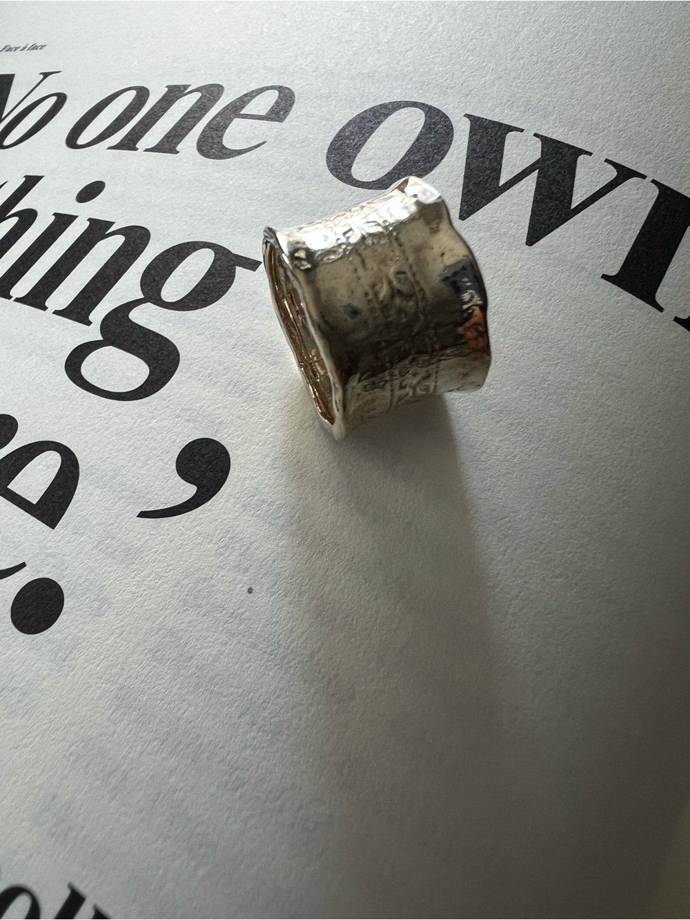 SHABLOOL • Wide Hammered Silver Ring
